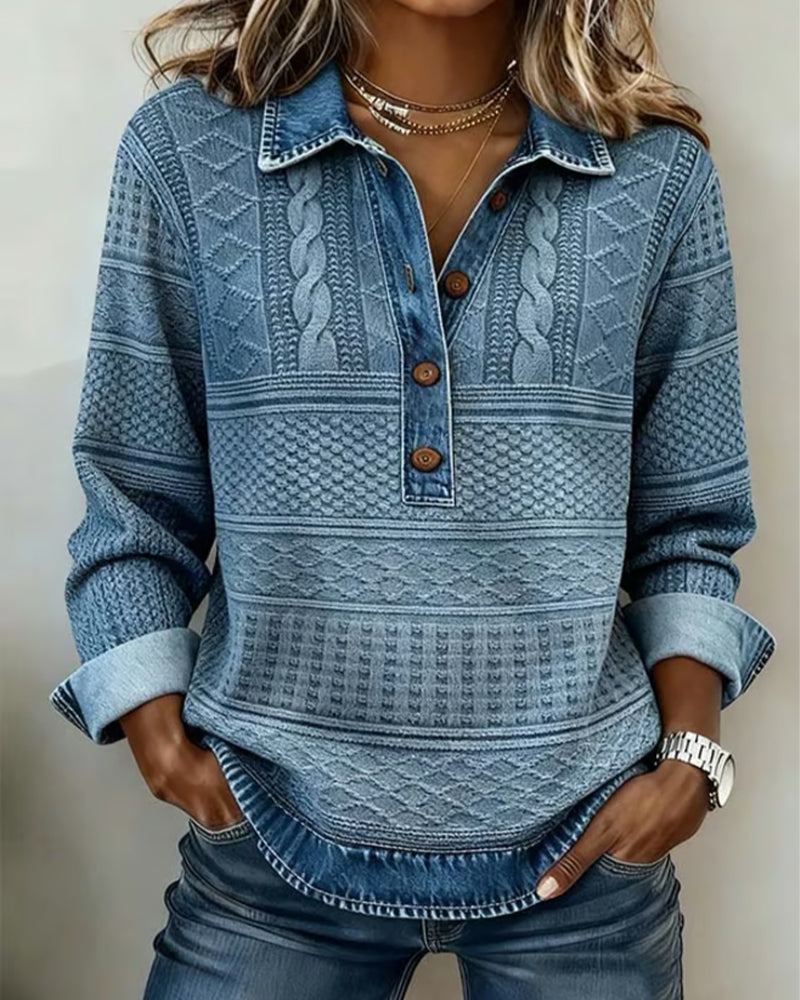 Dolores | Sudadera Moderna con Medio Botón y Cuello