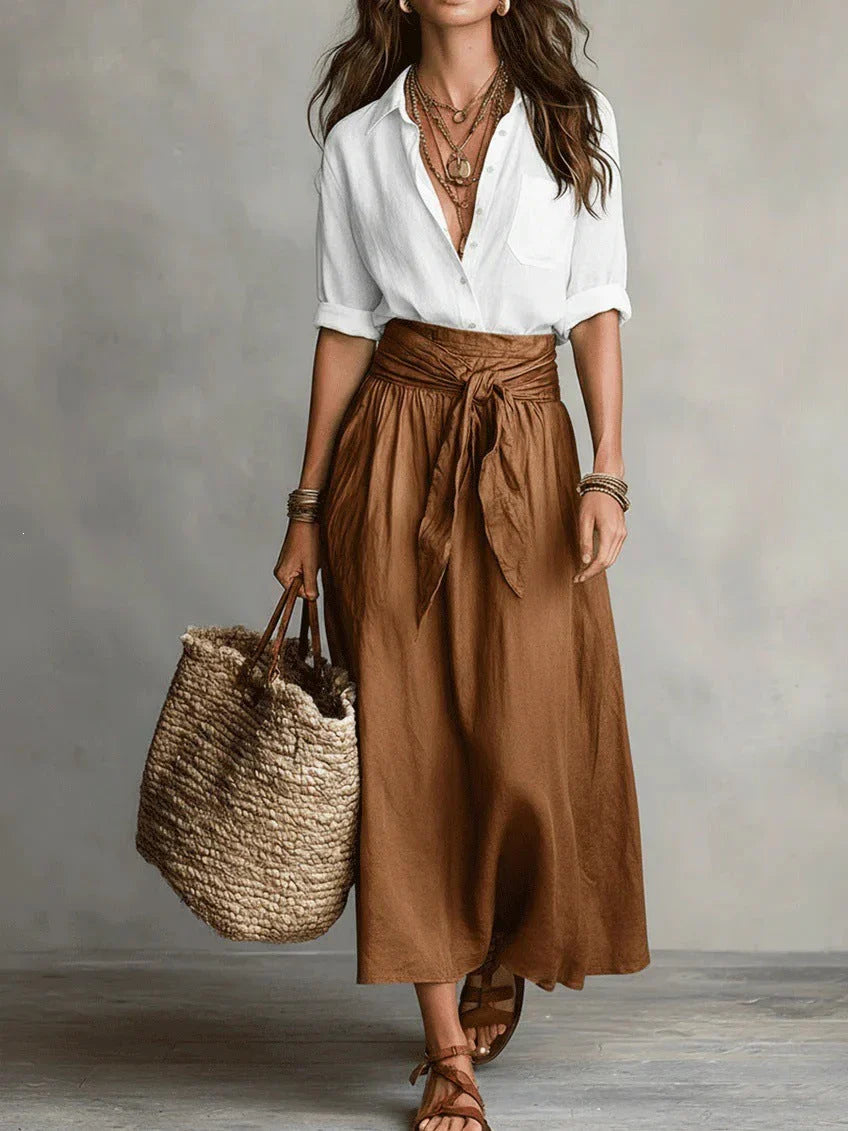 WENDE™ | Conjunto de 2 piezas: Camisa casual y falda lacada 2026