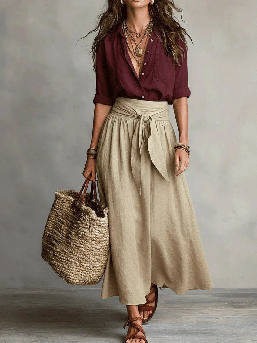 WENDE™ | Conjunto de 2 piezas: Camisa casual y falda lacada 2026
