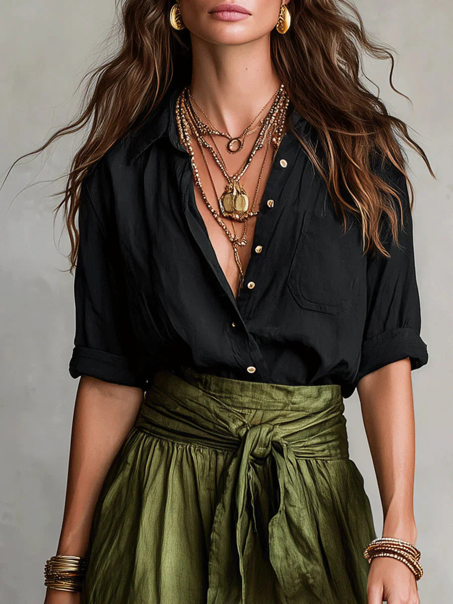 WENDE™ | Conjunto de 2 piezas: Camisa casual y falda lacada 2026